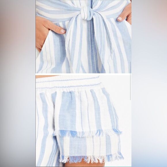 Vineyard vines striped tie front romper breaker blue stripe xs new - Picture 8 of 8
